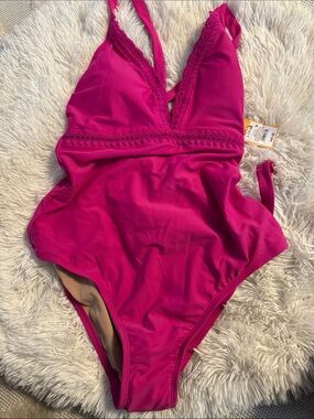 Womens Hot Pink One-Piece Swimsuit
